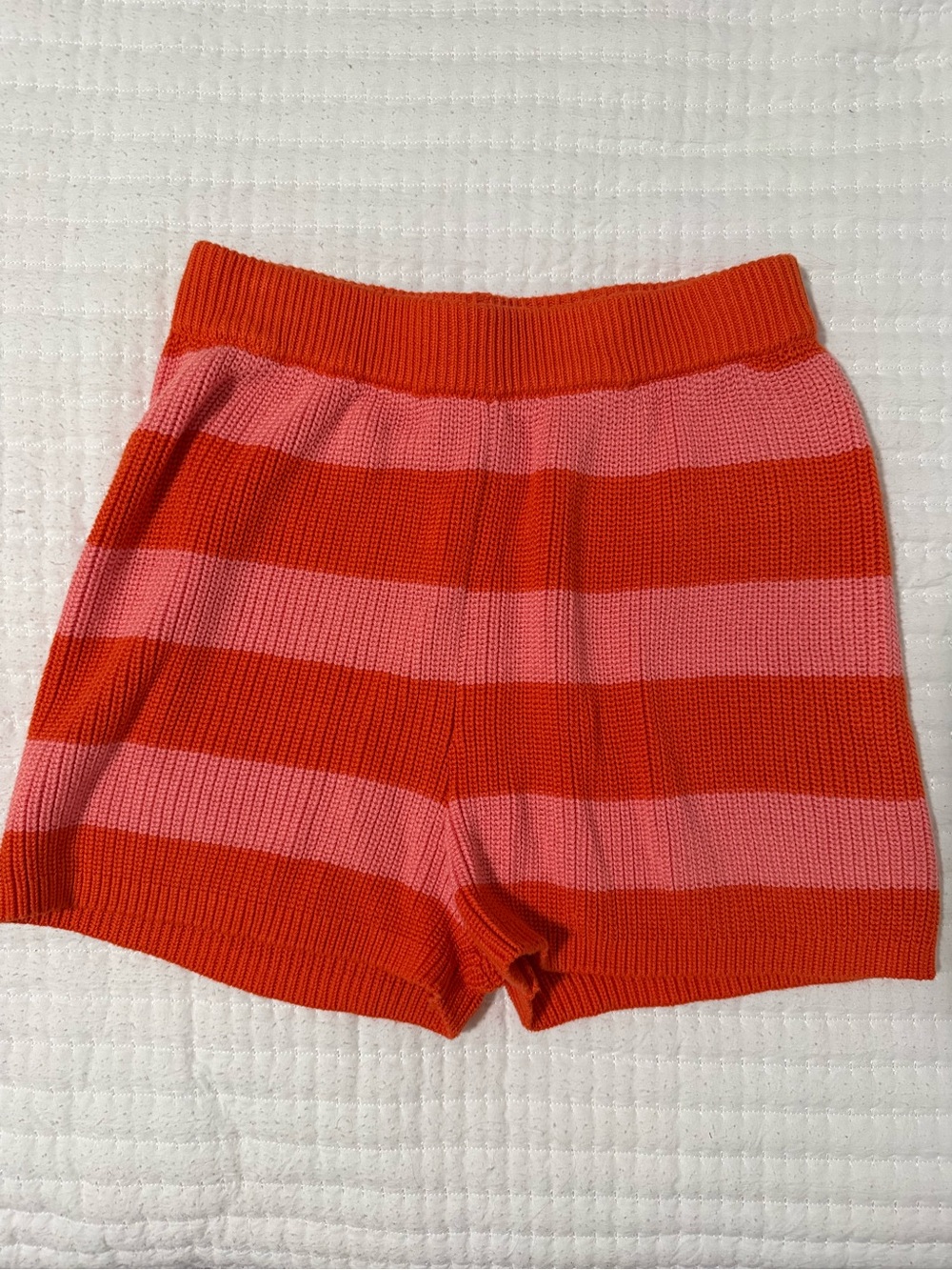 Women's Knit Stripe Shorts - Red & Pink